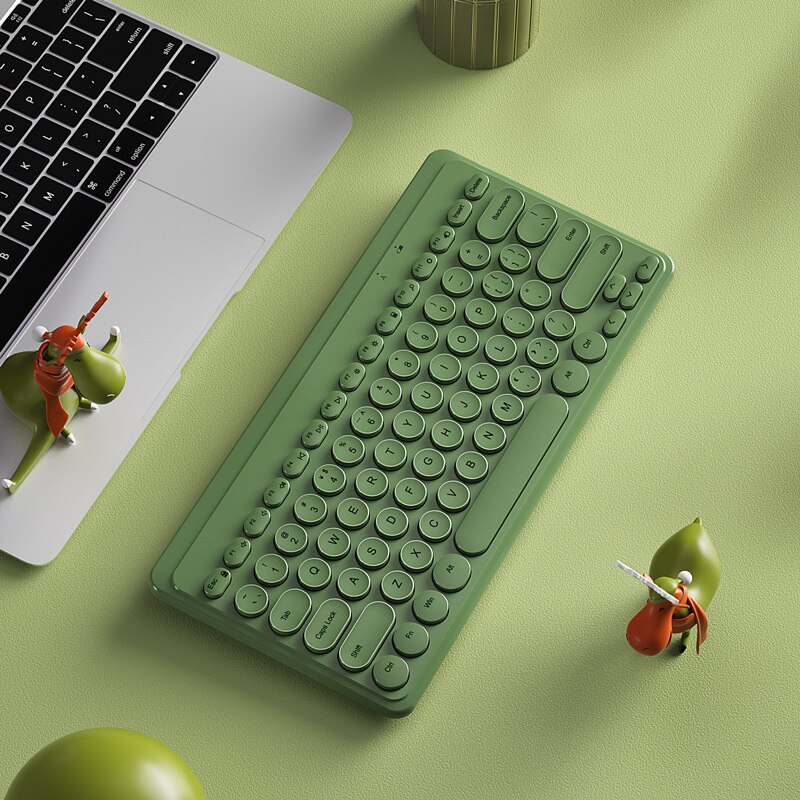 2,4G kabellos Tastatur Maus einstellen USB 79 Tastenkappen Stumm Mini kabellos Spielen Tastatur Maus Combo Für Bausatz PC Gamer Computer Laptop: Grün Klaviatur