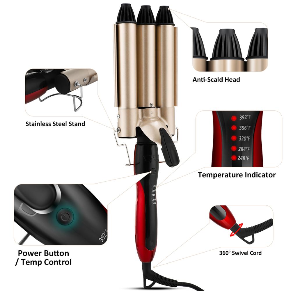 Hair Tools Curling Alloy Triple Barrel Hair Styler Waver Styling Tools Electric Curling with Gloves Hairpins Set