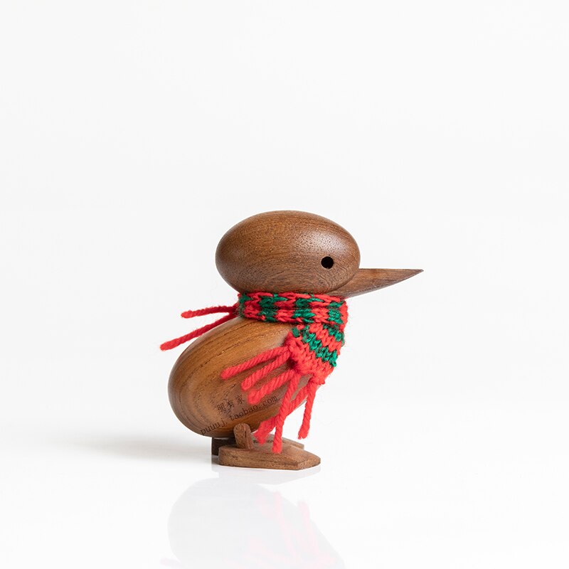 Duck/Duckling Wood for Crafts Animal Figures Wooden Decoration Home Accessorie Living Room Christmas Danish Nordic Desk Ornament: Duckling plus Scarf