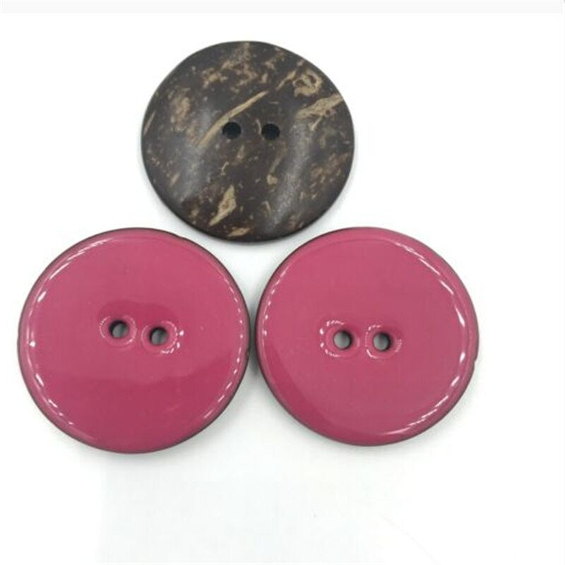 Bricolage 5 pièces coquille de noix de coco émail boutons outils de couture vêtements accessoires artisanat décoratif taille 40mm trou taille 4mm: Rose red -5pcs