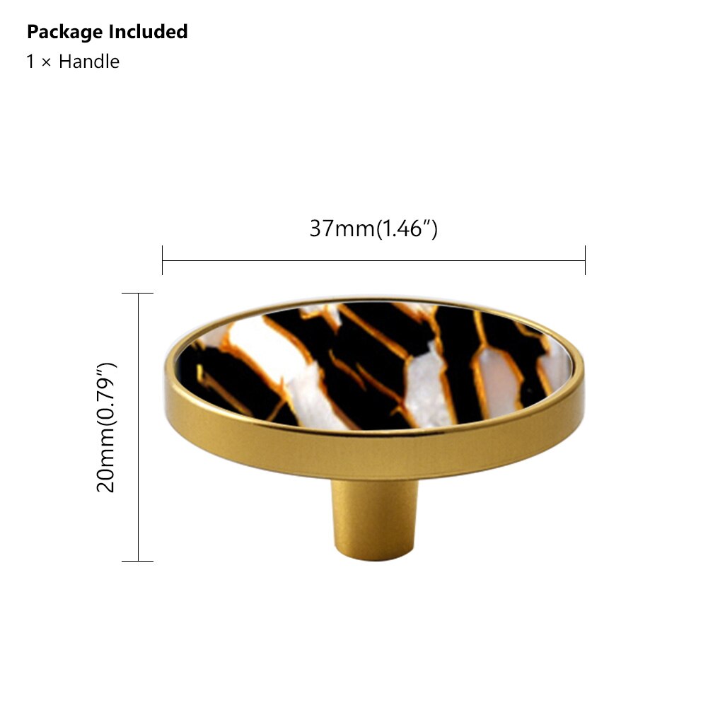 Europese deurknoppen en handgrepen voor keukenkasten, messing meubelgrepen, marmeren ader, gouden ladegrepen, wandhangers: Goud wit 37mm