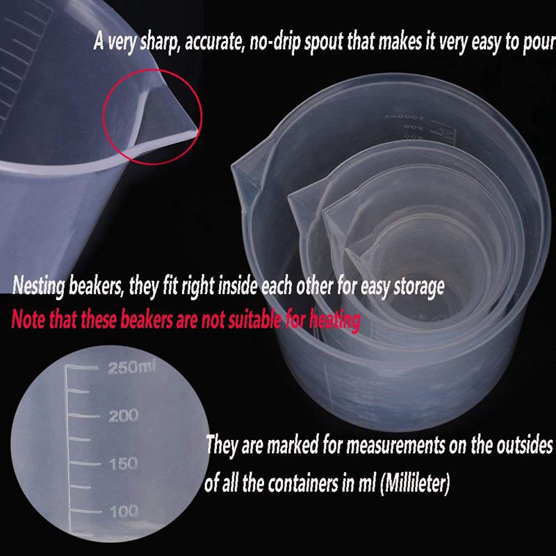 5 Maten Clear Plastic Afgestudeerd Cilinders (10 25 50 100 250 Ml) 5 Pack Plastic Bekers Set-50, 100, 250, 500, 1000 Ml