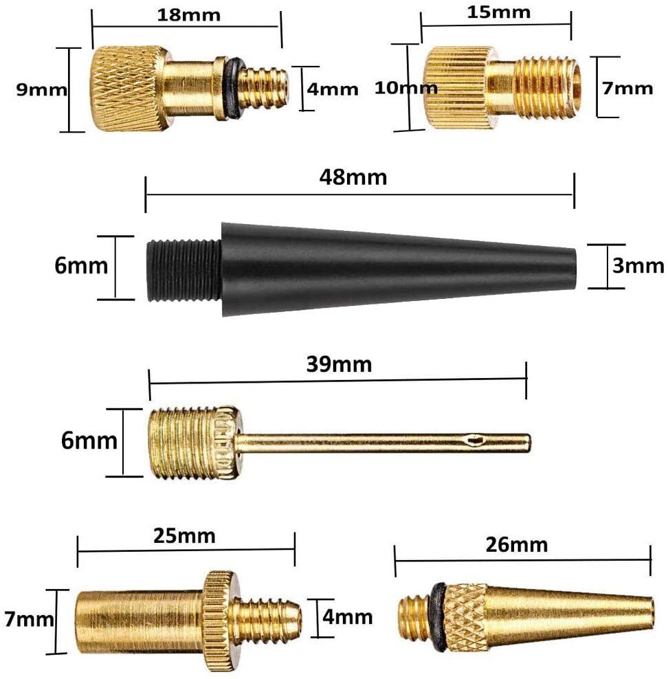 15 stk cykelventil adapter reparation cykelværktøj pumpe adapter kuglepumpe pumpe nål dyse adapter sæt reservedele