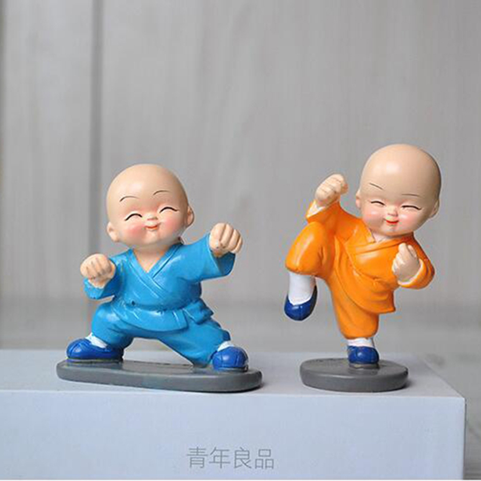 4 stks/partij shaolin tempel Gongfu Boeddhistische Monnik Hars Beeldje Ambachten Thuis Decoratieve Ornamenten Miniaturen Ambachten Creatieve