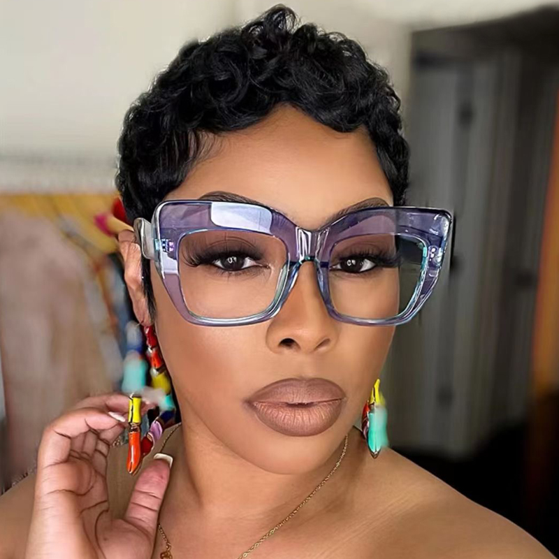 Monturas de gafas cuadradas de gran tamaño para mujer, gafas de azul antiluz azul, lentes ópticos, gafas grandes de de lujo para mujer