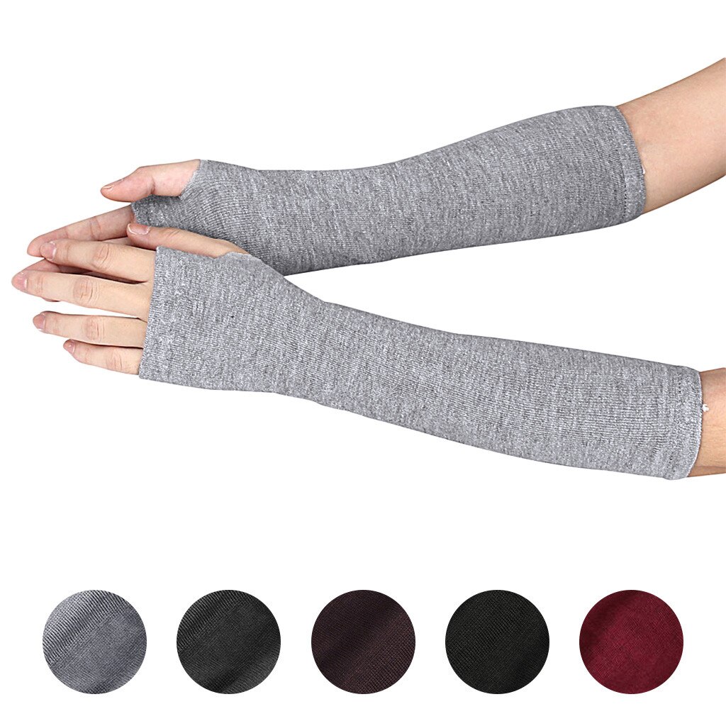 Knitted Long Wrist Arm Hand Gloves Women's Warm Solid Winter Gloves Fingerless Gloves Women Girl Guantes Invierno Mujer Luvas
