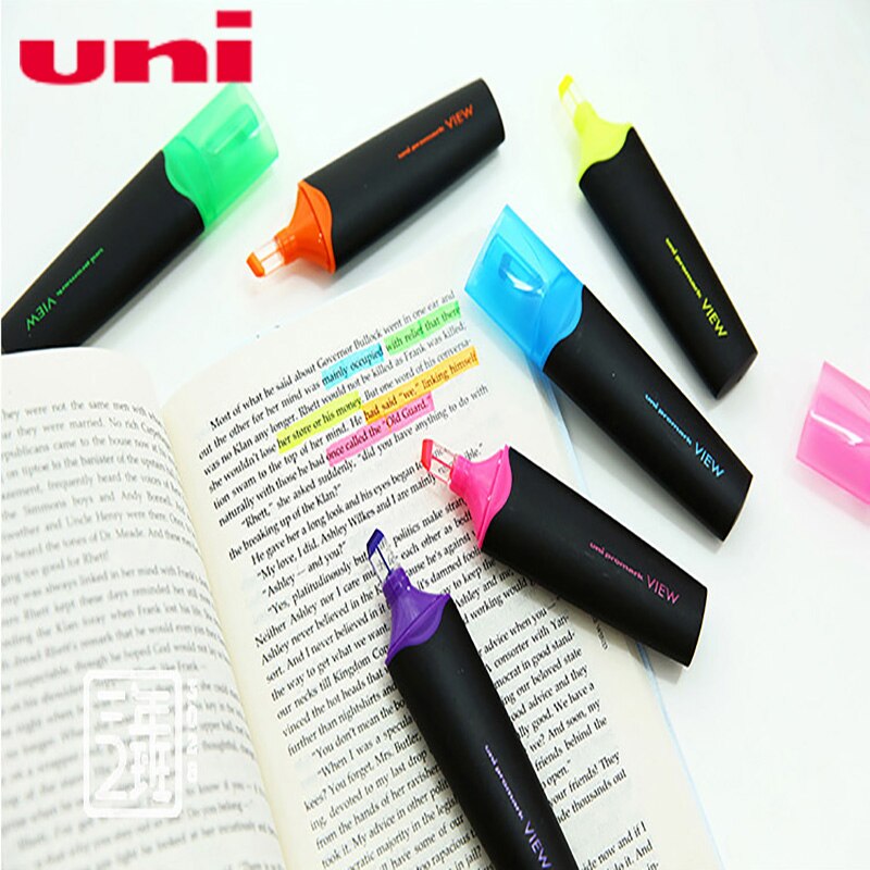 6 Stuks Uni Mitsubishi USP-200 Markeerstiften Marker Pen Premium Fluorescerende Pen Schuine Tip 6 Kleuren Beschikbaar
