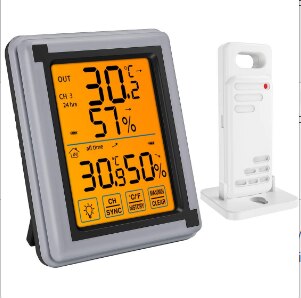 Trådløst termometer digitalt hygrometer termometer indendørs udendørs med 3 sensorer fugtighedsmonitor touchscreen baggrundsbelysning: Med 1 sensor