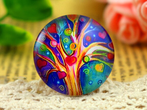 5pcs/Lot 25mm Tree Handmade Photo Glass Cabochons