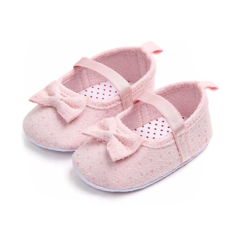 Zapatos de princesa con lazo para bebé recién nacido, antideslizantes, primera cuna, 0 a 18 meses