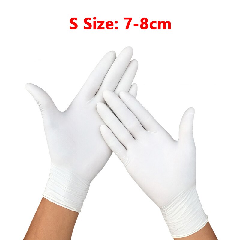 Guantes de protección desechables de nitrilo, 100 Uds., resistentes al agua, guantes mecánicos de seguridad para uso doméstico en el trabajo, de laboratorio: White S Size