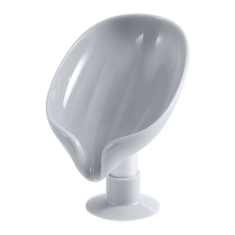 1 stück seifenschale mit saugnapf für badezimmer und dusche, tragbarer seifenhalter in blattform, schwammablage aus kunststoff für küche und Schlecht: Grau