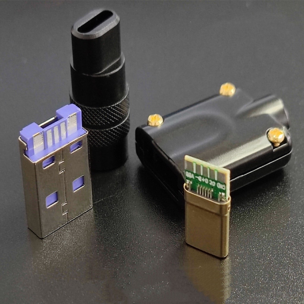 Metal rodzaj USB C Android powłoki Adapter do ładowania srebrny czarny USB C metalowe USB wtyczka dla DIY kabel klawiatury: Black 5core