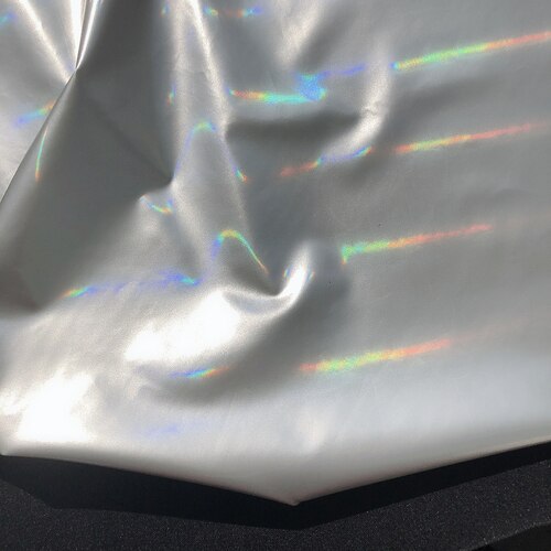 Tibetaanse Cyaan Phantom Phu Leer Stof Regenboog Film Spiegel Kleurrijke Reflecterende Kleding Donsjack Doek Waterdicht: Zilver