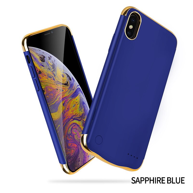 NTSPACE 6000mAh Ultra delgado Powerbank paquete funda cargadora de batería para iPhone Xs Max caso de Banco de potencia externa Clip trasero de la caja de la batería: Blue