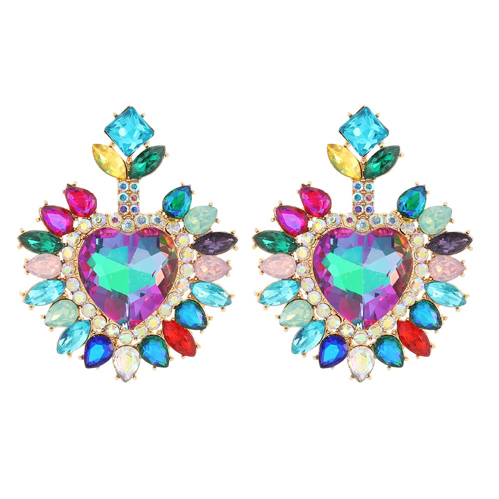 Ztech-pendientes de cristal de corazón grande para mujer, accesorios de lujo elegantes, joyería con estilo, bisutería para boda, y baile,