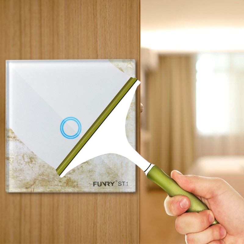 FUNRY ST1 1 gang 1 way EU Standard Touch Switch Glass Panel Lamp Switch Wall Light Touch Switch 170-240V 86*86*36mm 7-200W/gang