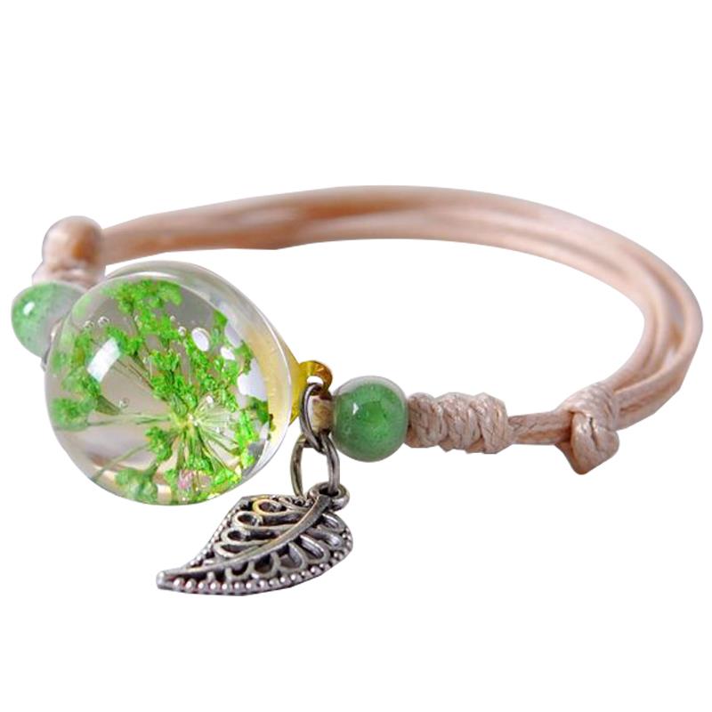1pc Gypsophila Decor Bracelet Adjustable Simple Dried Flower Bracelet Charm Bracelet Jewelry Accessories: 9