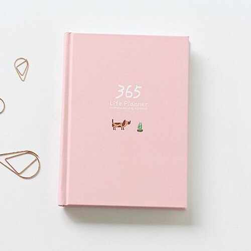 Cuaderno planificador de 365 días Agenda anual ilustración de página interior colorida Plan diario Registro Diario vida papelería: Pink