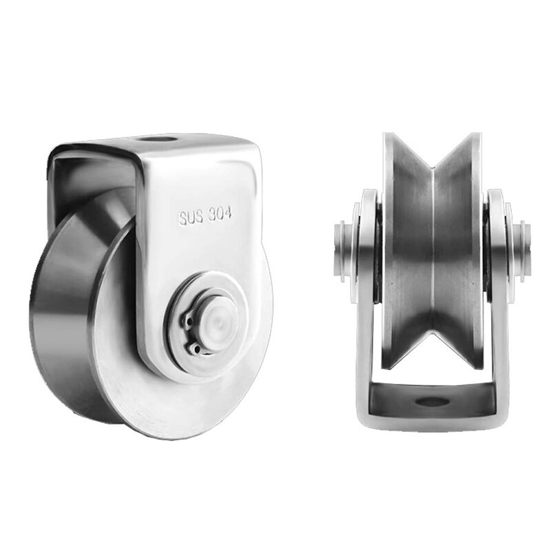 2 Inch V Type Katrol Roller 304 Rvs Schuifpoort Roller Wiellager Voor Material Handling En Moving