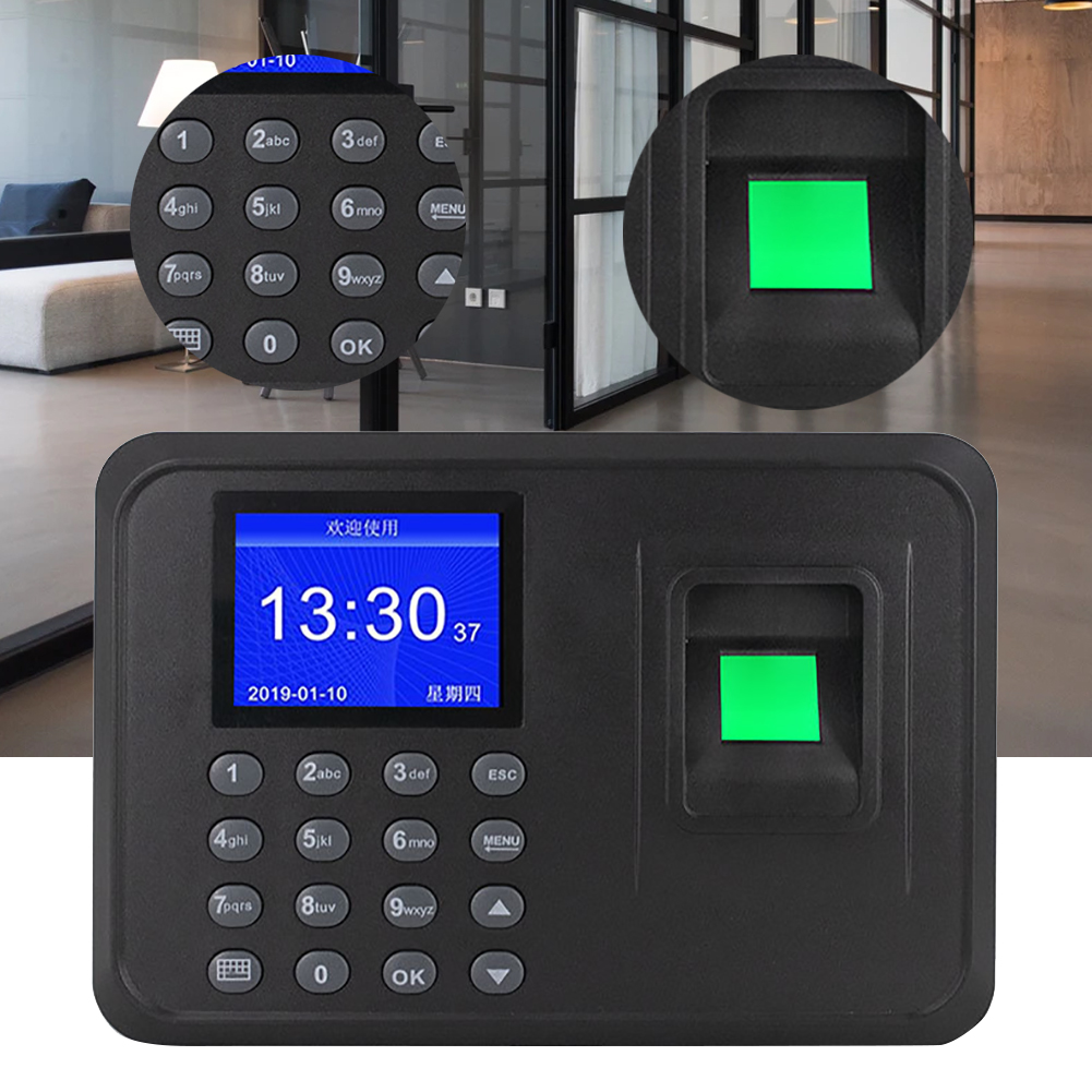 Lcd-scherm Quick Multi Lingual Controleren Management Time Recorder Werknemer Grote Capaciteit Biometrische Vingerafdruk Kantoor Presentielijst: EU