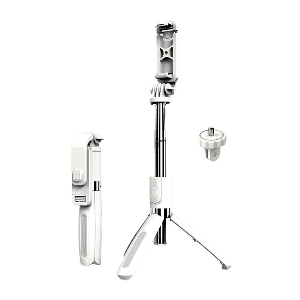 4 In1 Bluetooth Draadloze Selfie Stok Statief Opvouwbare & Monopods Universal For A Smartphones For A Gopro Nl Sport Actie Camera: WHITE