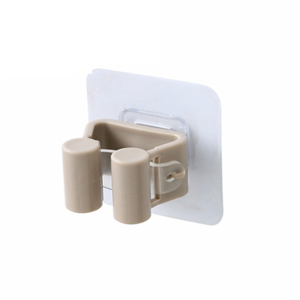 Porte-balai en plastique sans poinçon | 3 pièces, serpillière, crochet collant, porte-balai, porte-cartes, pince à serviettes, pour la maison, la cuisine: Gris clair