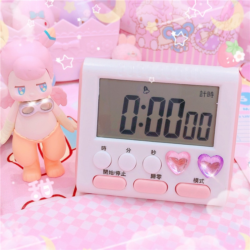1Pcs Pink LCD Digital Screen Timer Students Desktop decoration Personal Time Control Digital Timer