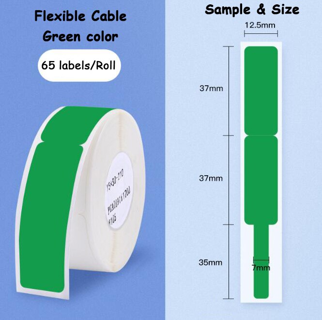 Label Tape for Niimbot D11/D61 - Communication & Network Cable Labels - Compatible Printer Tape: Green