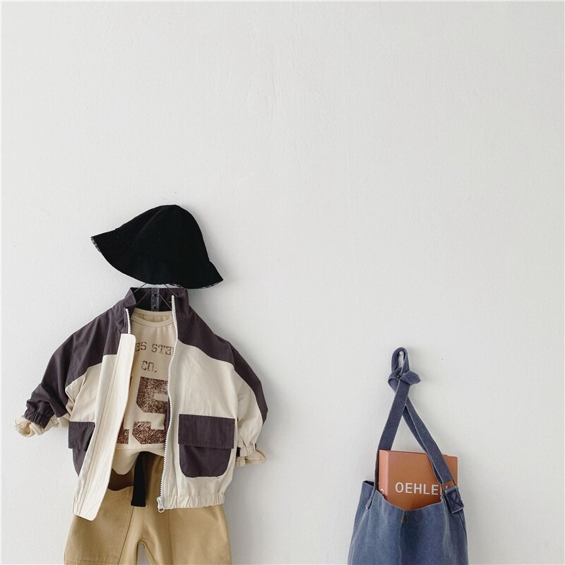 Lente Koreaanse Stijl Kinderen Jongens Meisjes Jas Casual Stijl Patchwork Uitloper Kinderen Mode Kleding E3997