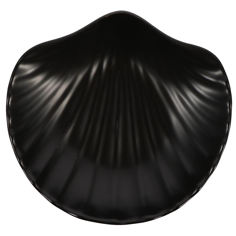 Shell Shape Ceramic Salad Plate Breakfast Fruit Dessert Cake Bread Dish Snack Tray Food Container Kitchen Tools Tableware: Black