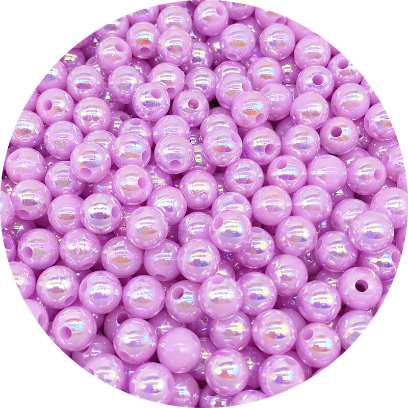 6 8 10mm AB Color Plating Acrylic Beads Loose Spacer Round Garment Jewelry Making DIY #Ro