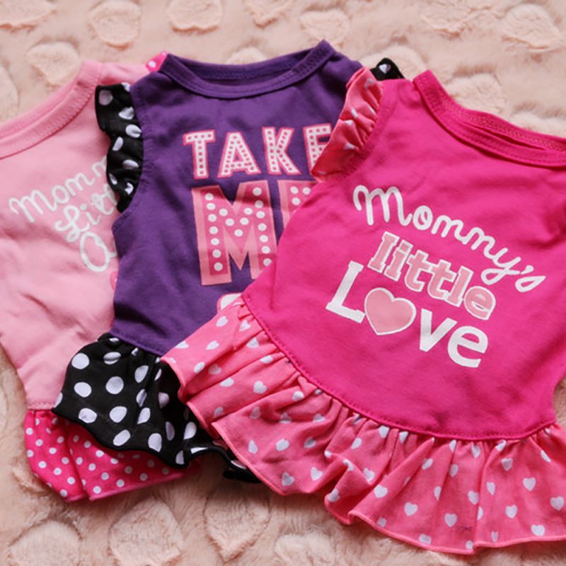 Lente Zomer Kleine Prinses Hond Kat Huisdier Jurk Brief Gedrukt Kleding Puppy Boog Vest T-shirt Jas Jurk Kleding Voor puppy
