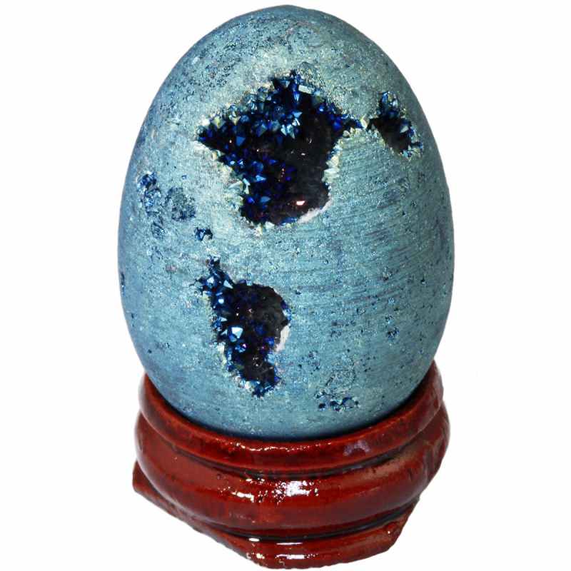 TUMBEELLUWA Titanium Coated Druzy Geode Sphere,Crystal Quartz Agate Gem Stone Egg/Ball,Sculpture Figurine Healing: Turquoise Egg