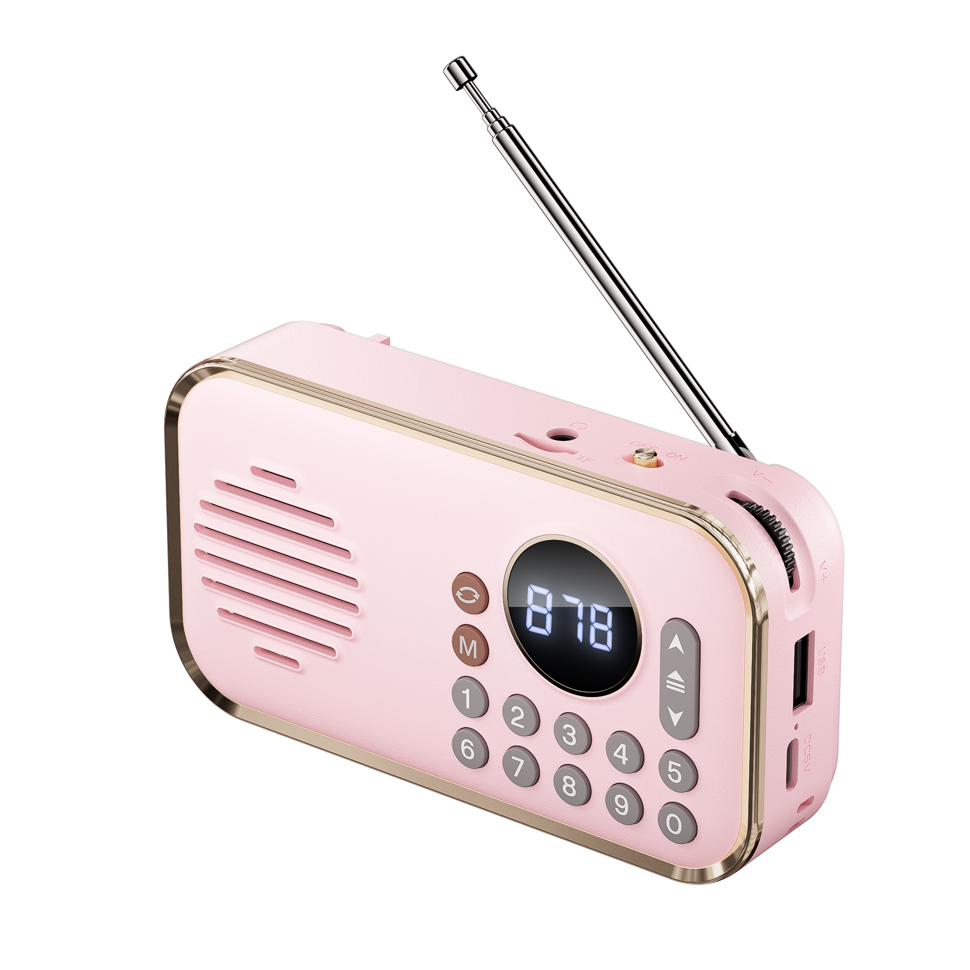 Wireless Stereo Bluetooth Speaker with Multi-band Radio Function HIFI Sound Support BT U Disk TF Card Mini Portable Super Bass: Pink