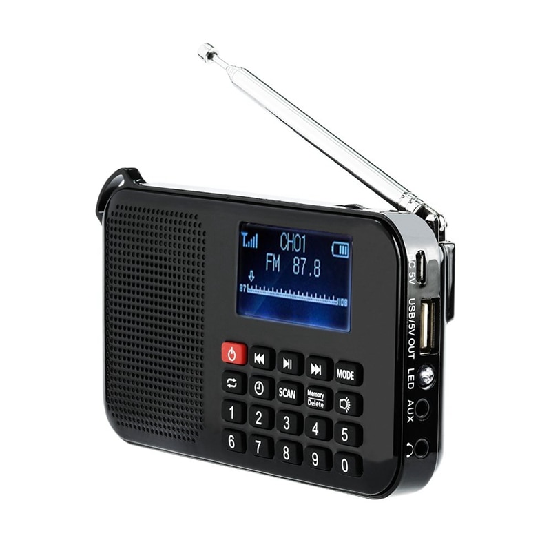 Solar Portable FM Pocket Radio Speaker Music Player with Flashlight,Sleep Timer, Support TF Card: Default Title