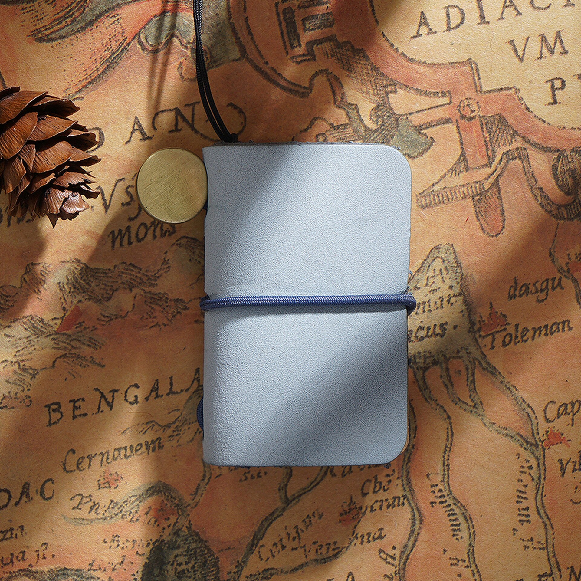 Mini Journal Cute Leather Cover Notebook Small Diary Retro Portable Travel Book DIY Blank Pages Memo Sketchbook: Foggy Wax Bule