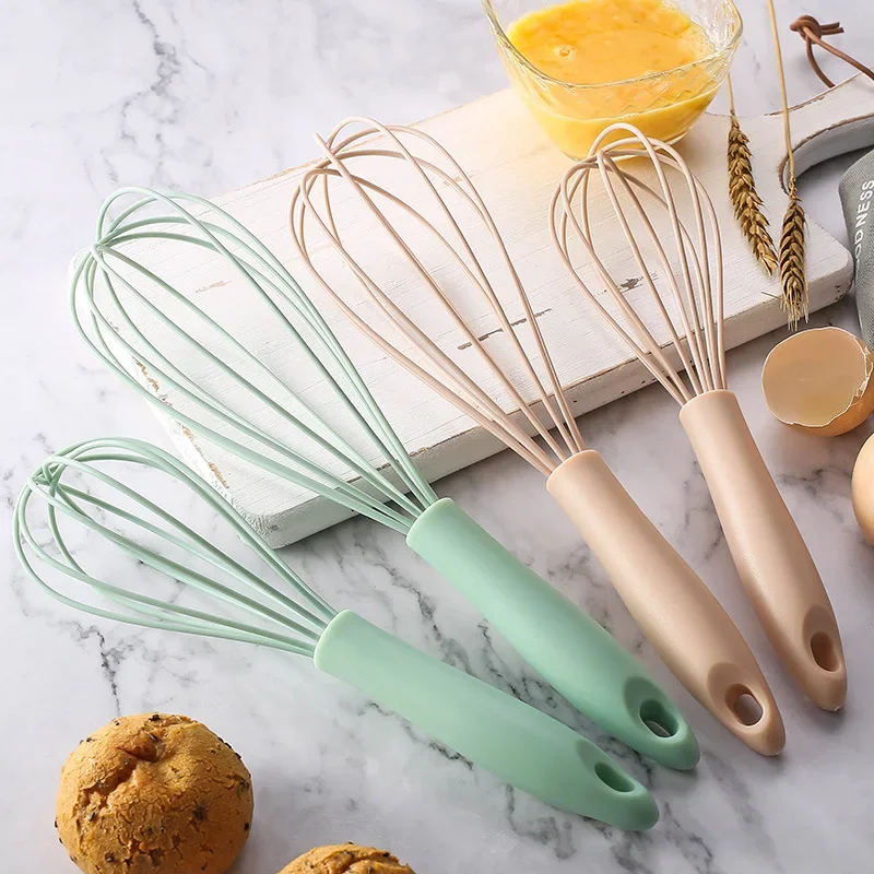Batidor de huevos Manual, batidor de globos de silicona de plástico, mezclador de crema, batidor de mezcla, herramientas para huevos estilo bobina de globo