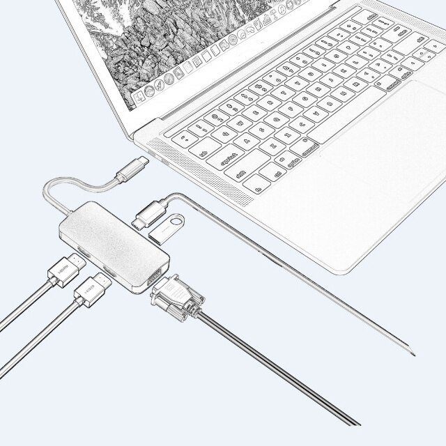 in Lega di alluminio USB-C Esterno Multi-Immagine Dello Schermo Carta di USB 3.1 attracco stazione doppio 2 HDMI VGA centro Multi-schermo diviso-schermo Disp