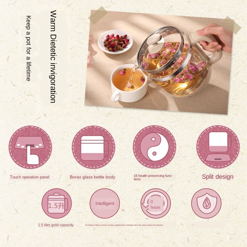 Automatic Multi-Function Electric Flower Teapot Household Tea Cooker Office Small