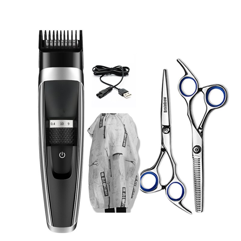 Ensemble d'outils de coiffure brainbow, tondeuse à cheveux électrique, tondeuse à cheveux rechargeable, coupe de cheveux pour hommes, ciseaux à cheveux, peignes, capes: Ensemble 4
