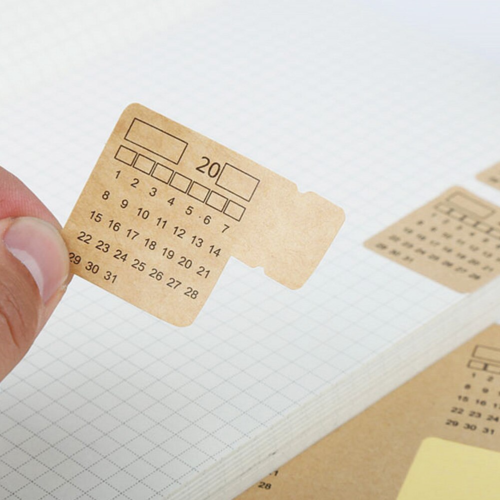 4 Sheets Calender Handwritten Index Paper Organizer Stickers Notebook Label Stationery