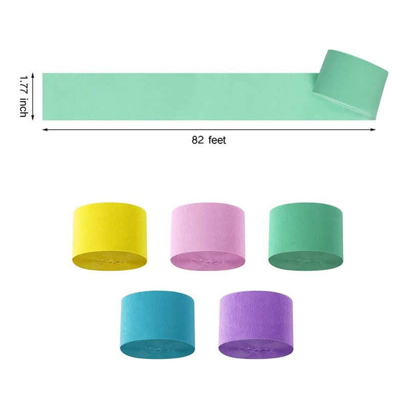 10 Rolls Pastel Rainbow Crepe Paper Streamers Birthday Party Decoration Paper For Wedding Festival Ornament Supplies