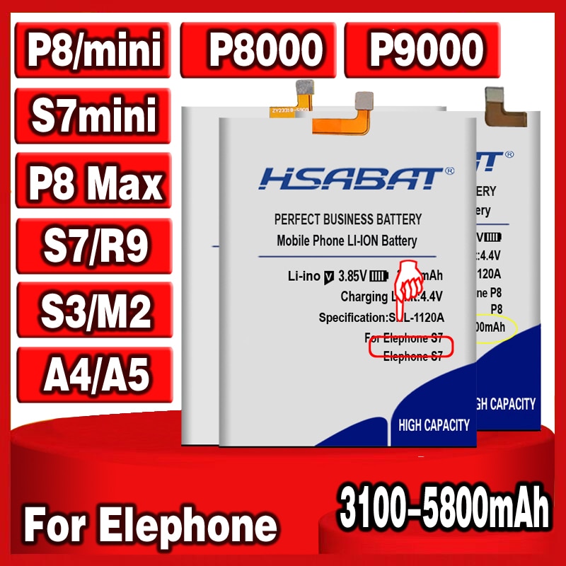 HSABAT-Batería de para Elephone S7 / R9 / S3 / A5 / P8 Max / P8000 / P8 mini / P9000 P9000 Lite / S7 MINI / A4 / M2 / P8