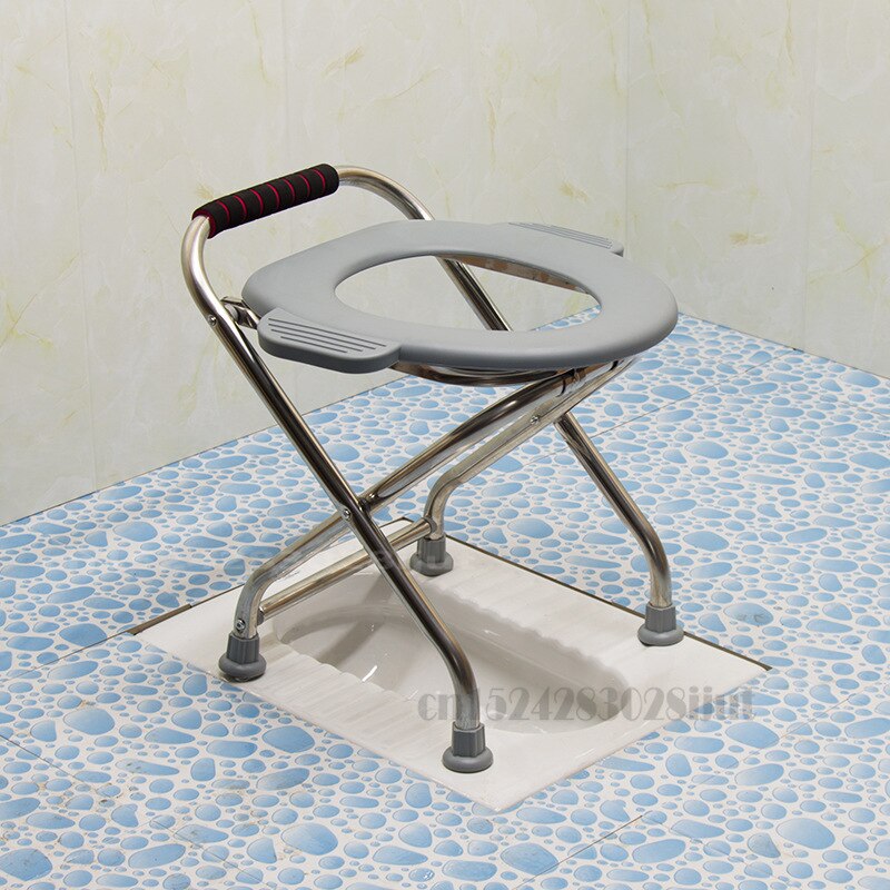 Folding Toilet Chair Household Bathing Chair for The Elderly Mobile Thickened Toilet Chairs Bearing 100kg