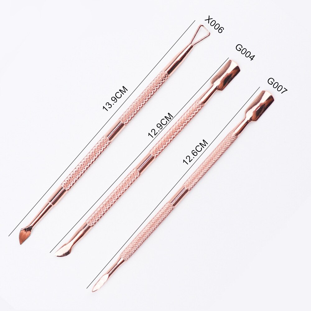 1/3pcs Gold Stainless Steel Pusher Nail Tools Pedicure Manicure File Dead Skin Push Cuticle Remover Nail Art Care Tool
