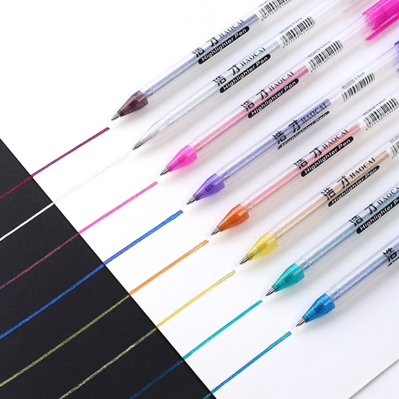 Färgad glitter överstrykningspenna penna färg markör konstnär konst ritning graffit skrift märke penna kontor skolmaterial student brevpapper