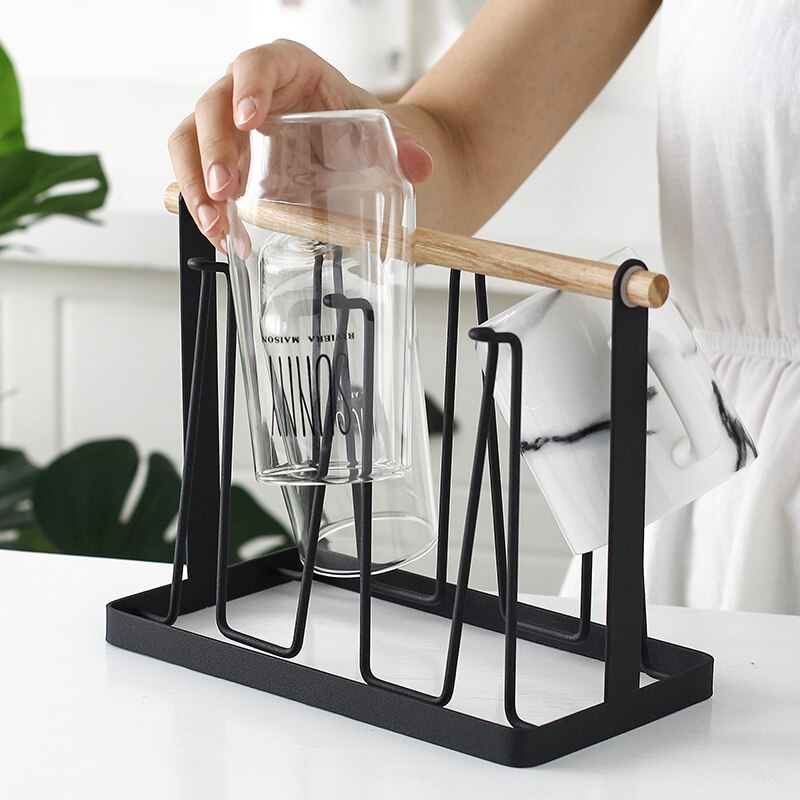 Nordic Eenvoudige water cup rack Ijzer koffiekopje percolaat kader cup woonkamer glas rack opbergrek glas glashouder CL1226