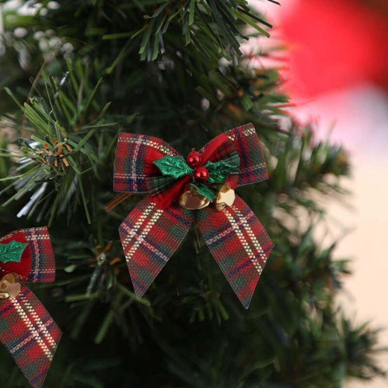 Ornements de sapin de noël en Jute de Jute, nœuds de ruban de noël pour arbre de noël présente des ornements de décorations