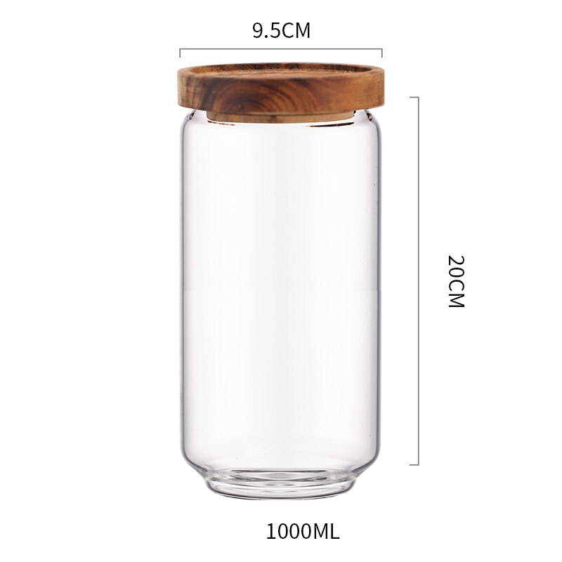 Xykit glas mad opbevaring flaske gummi dæksel forseglet korn nødder tank kan køkken sortering mad opbevaring boks container: 1000ml